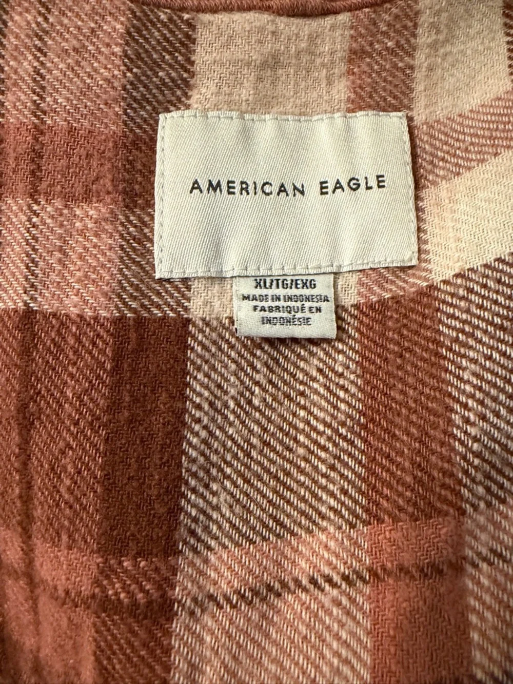 American Eagle Outfitters Rust & Cream Plaid Button Shirt - Picture 2 of 3